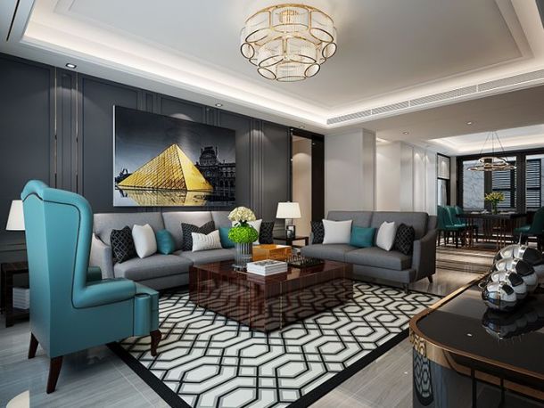 中建國熙臺167平米三居室現(xiàn)代簡約風格設計方案效果圖參考