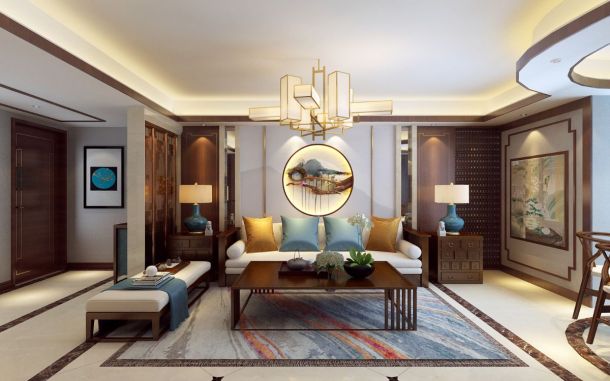 合能公館135平米新中式風格裝修設計效果圖