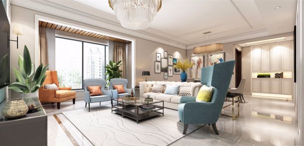 中航華府130平米三居室簡(jiǎn)歐風(fēng)格設(shè)計(jì)方案效果圖參考