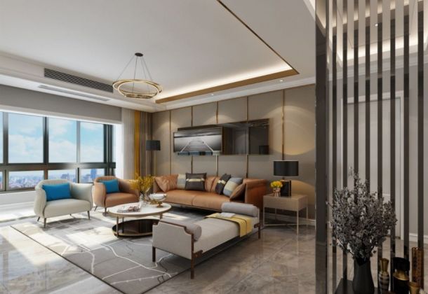 金輝世界城135平米三居室現(xiàn)代簡約風格設計方案效果圖參考