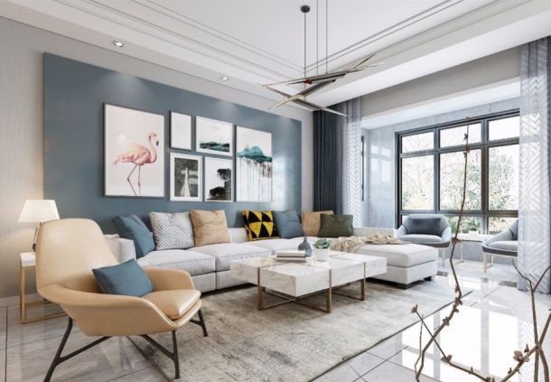 金輝世界城117平米三居室現(xiàn)代簡約風(fēng)格設(shè)計方案效果圖