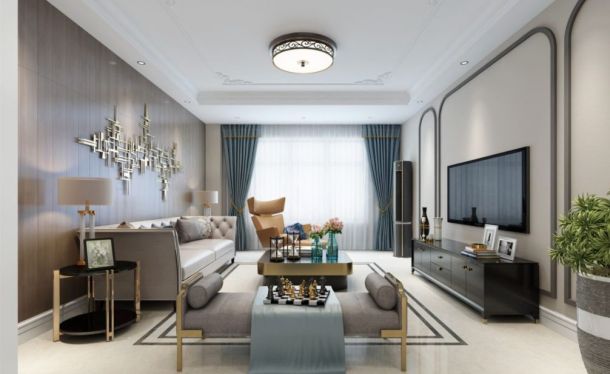 天朗蔚藍(lán)東庭138平米三居室簡(jiǎn)歐風(fēng)格設(shè)計(jì)方案效果圖參考