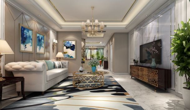 金輝世界城145平米三居室簡(jiǎn)歐風(fēng)格設(shè)計(jì)方案效果圖參考