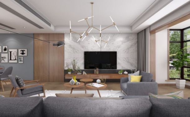 辰宇世紀城120平米三居室現(xiàn)代簡約風格設計方案效果圖參考