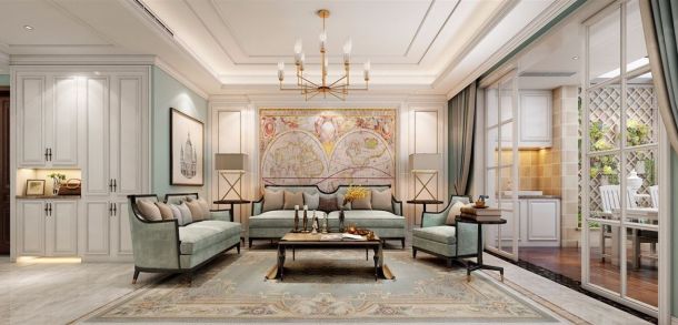 龍湖原著157平米三居室簡(jiǎn)歐風(fēng)格設(shè)計(jì)方案效果圖參考
