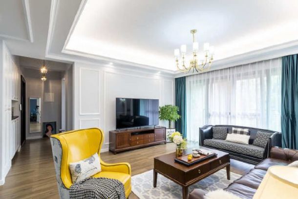 現(xiàn)代美式風(fēng)格家居裝修設(shè)計，藍(lán)灰色墻面與原木地板和家居搭配出清新又不失沉穩(wěn)的感覺，喜歡這一個有溫度的家![愛你] ????