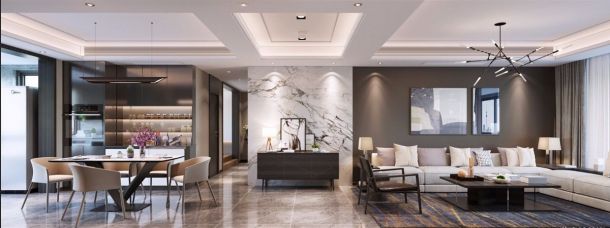 恒基碧翠錦華138平米三居室現(xiàn)代簡(jiǎn)約風(fēng)格裝修設(shè)計(jì)效果圖