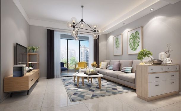 玫瑰公館125平米三居室現代簡約風格方案效果圖參考