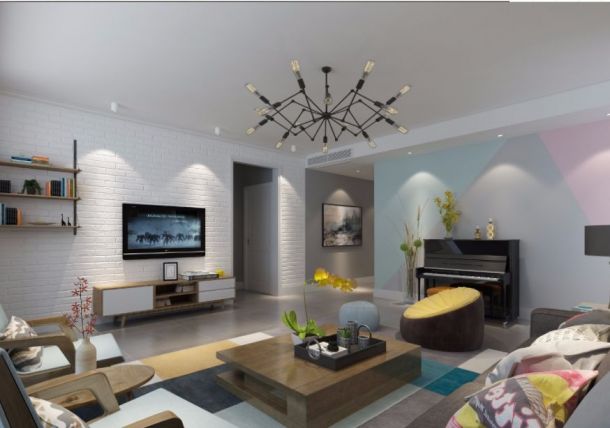 航天城120平米三居室現(xiàn)代簡約風格設計方案效果圖參考