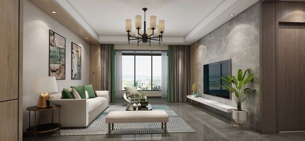 曲江風景線140平米三居室現(xiàn)代簡約風格設計方案效果圖參考