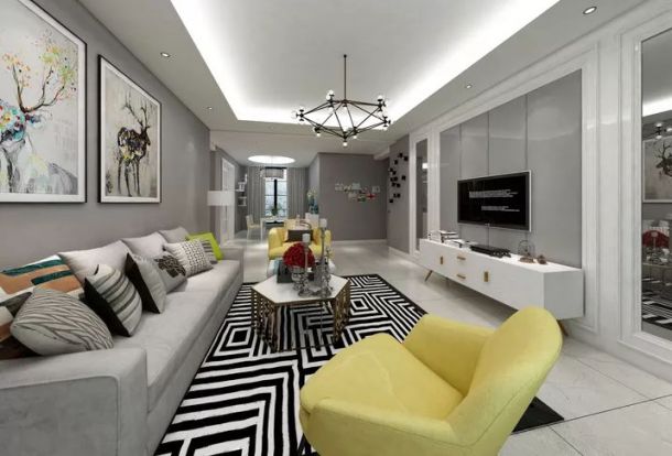 御錦城110平米三居室現(xiàn)代簡約風(fēng)格設(shè)計方案效果圖參考