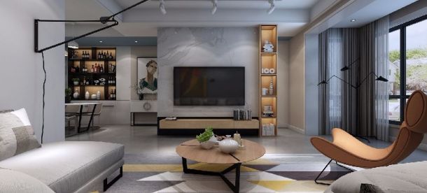 金輝悅府120平米三居室現(xiàn)代簡約風格設計方案效果圖