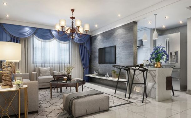 興慶宮140平米三居室美式風(fēng)格設(shè)計(jì)方案效果圖參考