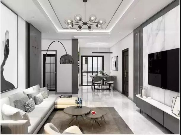 藍光公園華府123平米三居室現(xiàn)代簡約風格設計方案效果圖