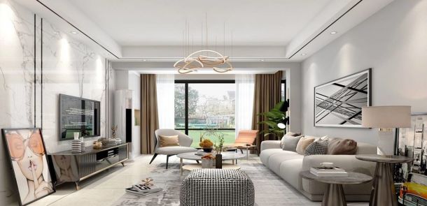 紫郡長安130平米三居室現(xiàn)代簡約風(fēng)格設(shè)計方案效果圖參考