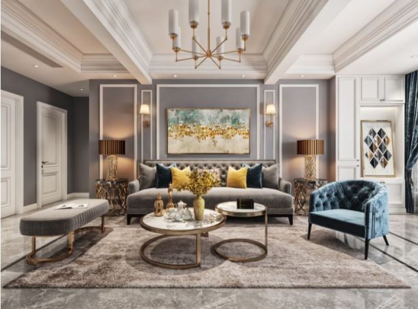 招商依云168平米三居室簡美風格設計方案效果圖參考