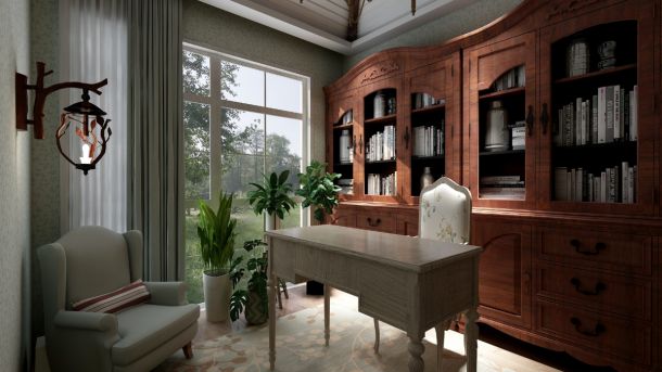 頤馨濕地壹號141平米三居田園風(fēng)格設(shè)計方案效果圖參考