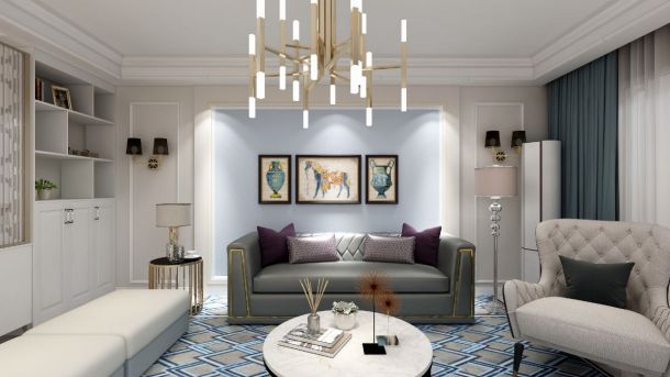 高科尚都150平現(xiàn)代輕奢三居室設(shè)計方案效果圖參考