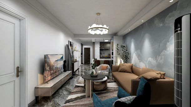 大唐府邸101平米三室輕奢風裝修效果圖參考