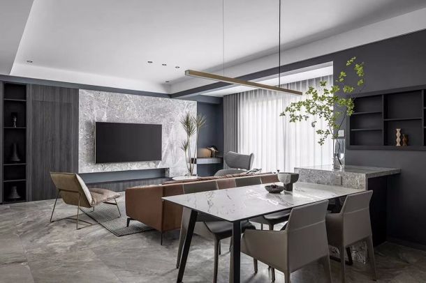 中貿廣場120平米三居室現(xiàn)代簡約風格設計方案效果圖參考