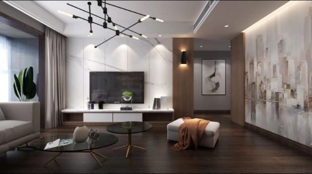 融僑城150平米三居室現(xiàn)代簡約風格設計方案效果圖參考