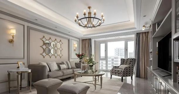 保利心語花園116平美式輕奢風格設計方案效果圖參考