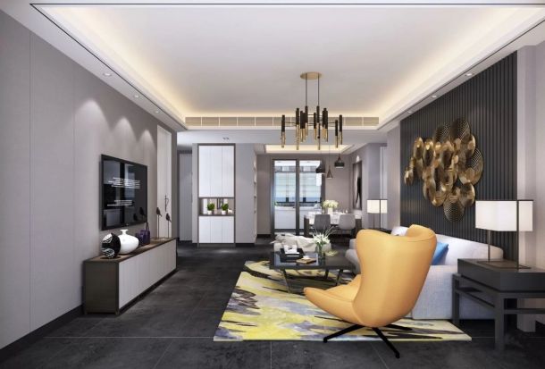 融僑城150平米三居室現代簡約風格設計方案效果圖參考