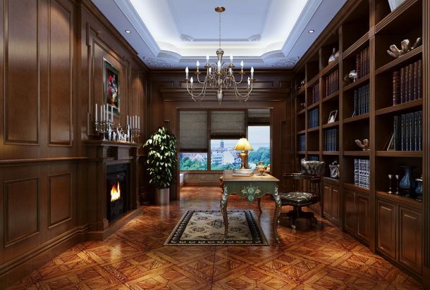 柳岸華府  240  歐式 書房陽(yáng)臺(tái)