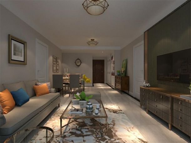 綠地城100平美式風格設計方案