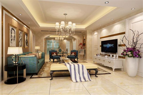 西岸國際花園160平歐式風(fēng)格設(shè)計(jì)方案