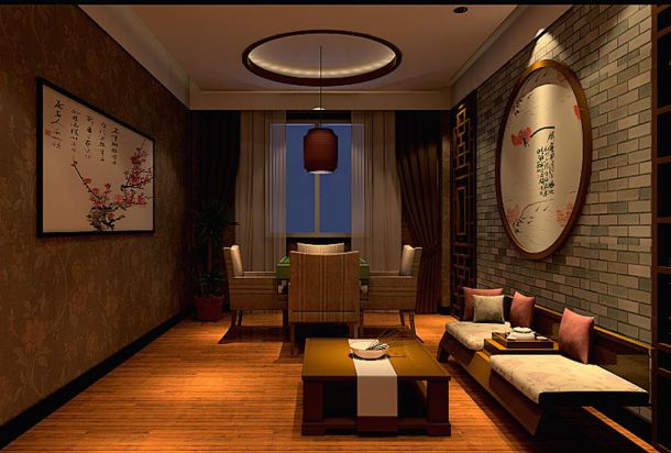 桃園路茶室230平米簡(jiǎn)中式風(fēng)格