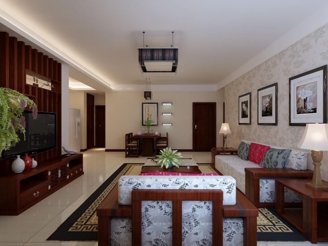 國賓中央?yún)^(qū)100平米中式風格