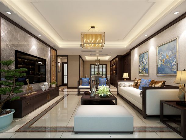 西安綠地曲江名城 179平四居室-新中式風(fēng)格