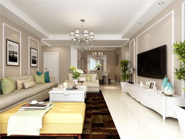 曲江漢華城140平歐式風(fēng)格設(shè)計方案