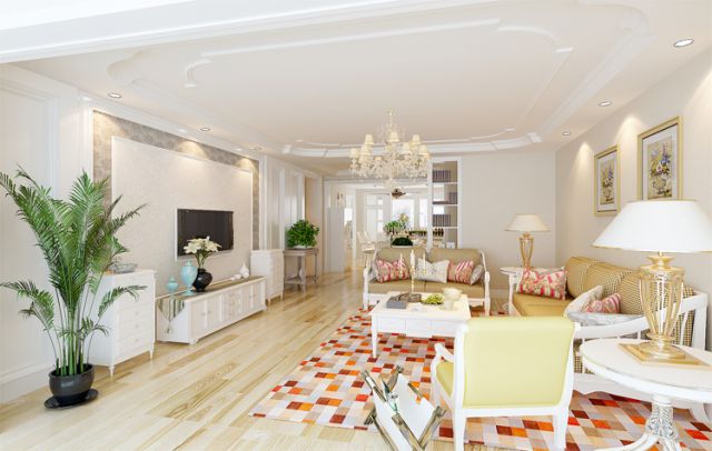 金科天籟城110平米田園風(fēng)格設(shè)計方案