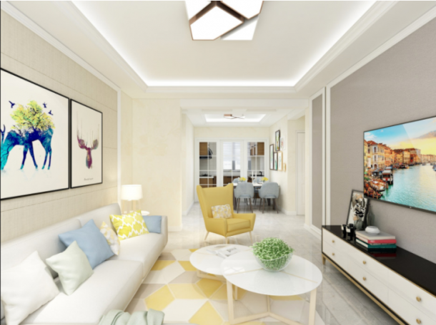 春曉華苑100平米三居室現(xiàn)代簡約風格設(shè)計方案效果圖參考