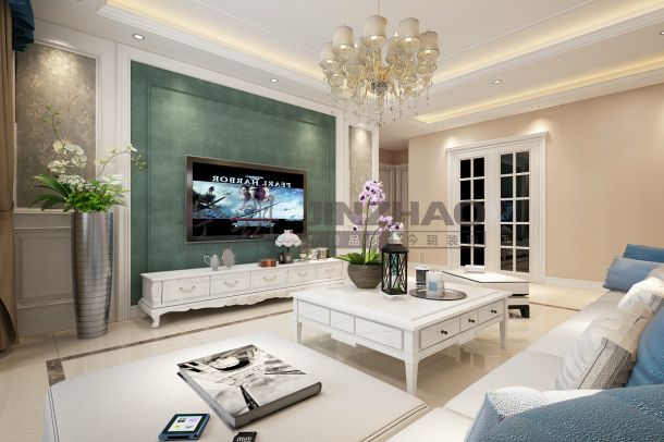 金輝世界城133平三居室簡歐風(fēng)格設(shè)計方案效果參考