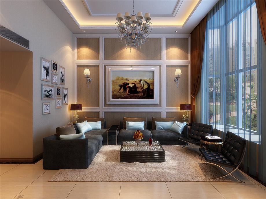 文景小區(qū)160平現(xiàn)代簡歐風格設計方案