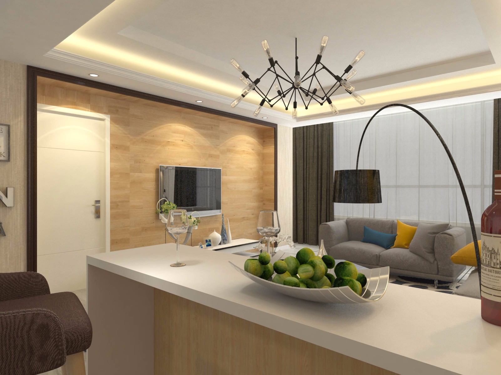 恒大國際城小區(qū)105平米現(xiàn)代簡約風格設計方案