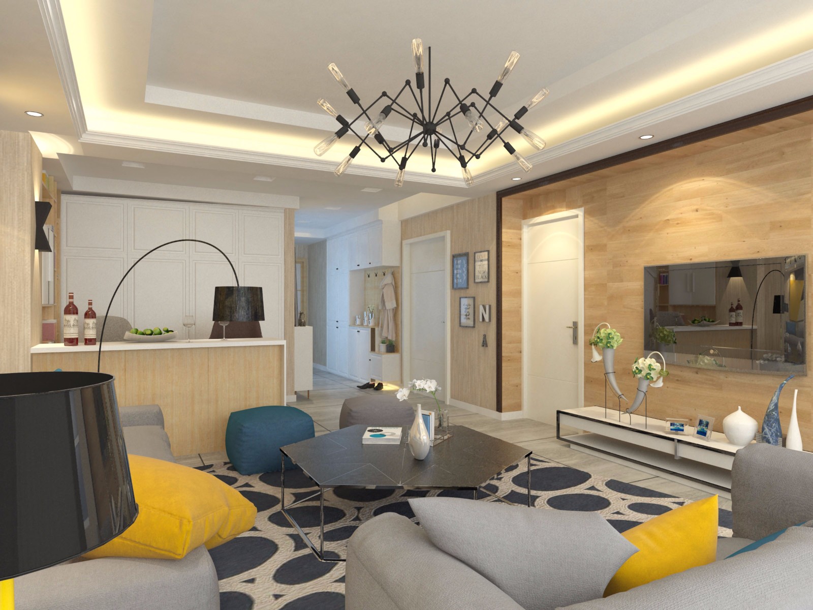 恒大國際城小區(qū)105平米現(xiàn)代簡約風格設計方案