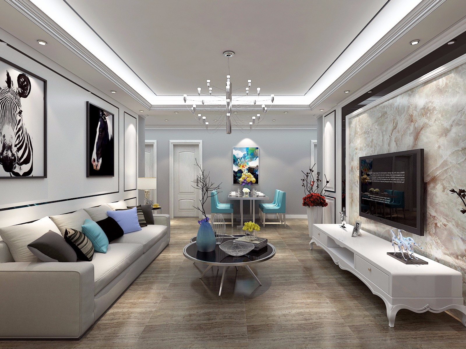 恒大國際城小區(qū)125平米現(xiàn)代簡約風格設計方案