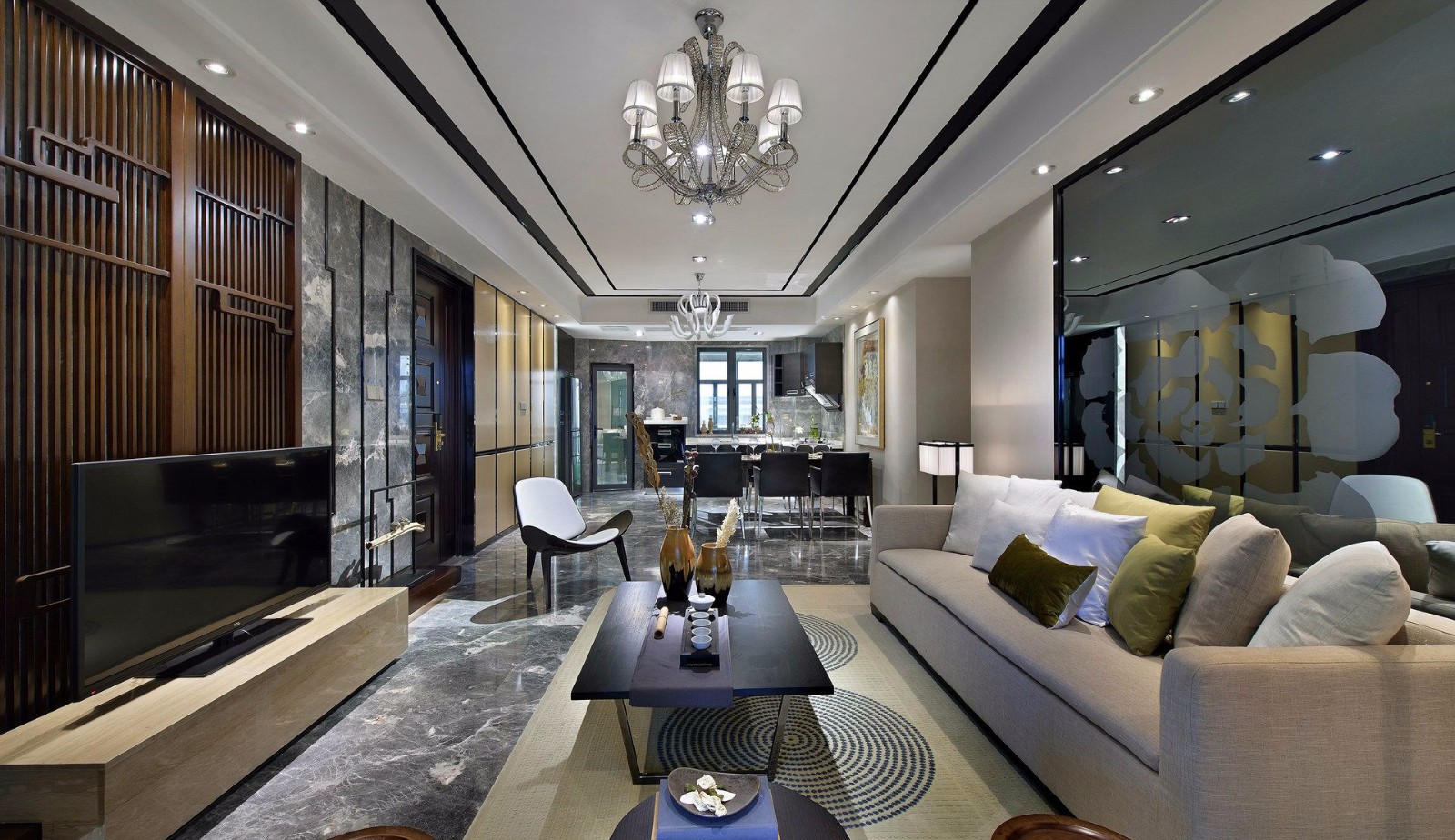 建邦華庭160平米新中式設(shè)計方案