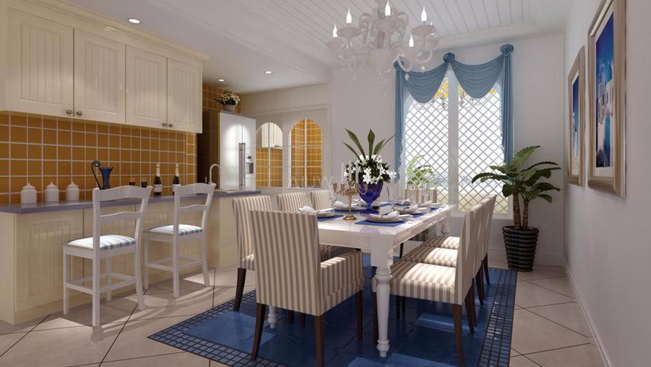 金科天籟城98平米地中海風格設(shè)計方案