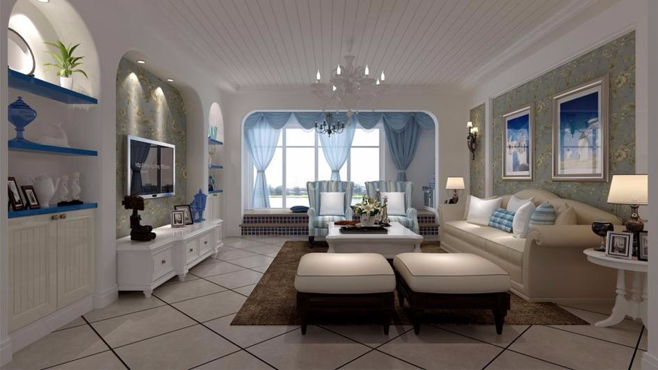 金科天籟城98平米地中海風格設(shè)計方案