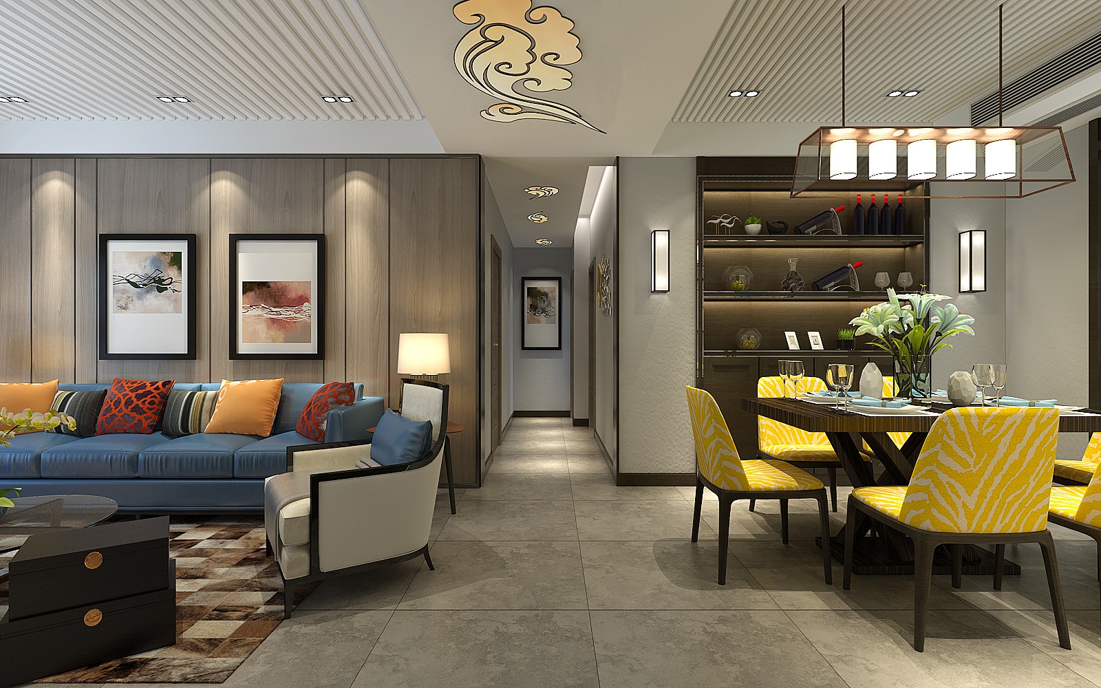 中華世紀城120平簡歐風(fēng)格設(shè)計方案 