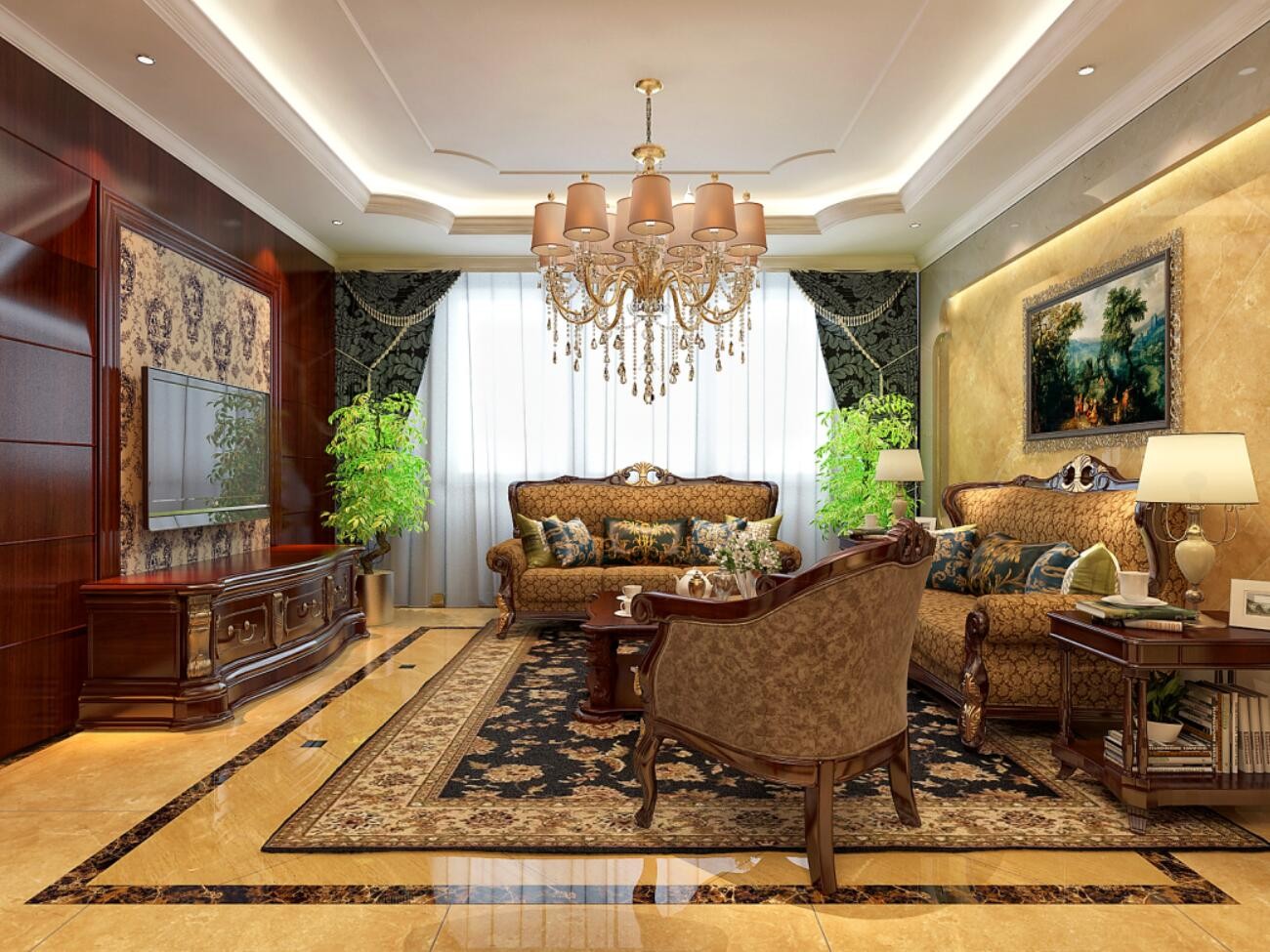 融僑城160平米新古典風(fēng)格設(shè)計(jì)案例