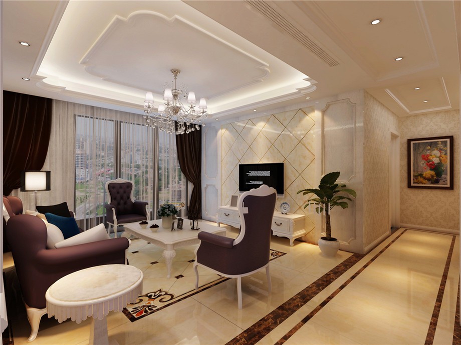 金色城市小區(qū)120平米歐式風格設計案例